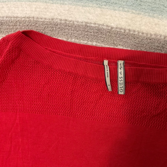 Guess Bright Red Sweater Shirt Size M - Picture 7 of 9